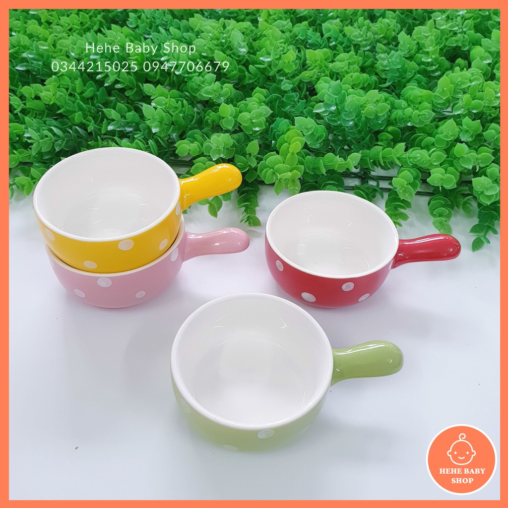 Bát Chén Sứ Ăn Dặm Hình Gáo Chấm Bi Cho Bé 100ml