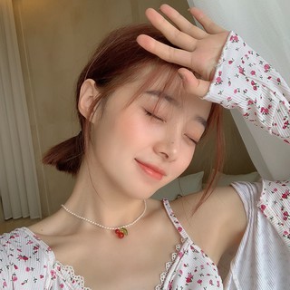Ngọt Ngào Nhật Bản Phong Cách Hàn Quốc Vòng Cổ Ngọc Trai Đẹp Anh Đào Mặt Dây Chuyền Sang Trọng Vòng Cổ Thời Trang Niche Xương Đòn Chuỗi 0715-7