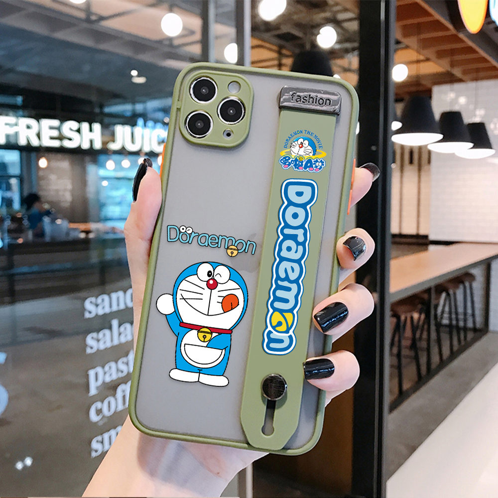 Ốp Điện Thoại Nhám Chống Sốc In Hình Doraemon Có Quai Cầm Tay Bảo Vệ Ống Kính Máy Ảnh Cho Xiaomi Mi 11 10t Pro 10 8 Poco M3