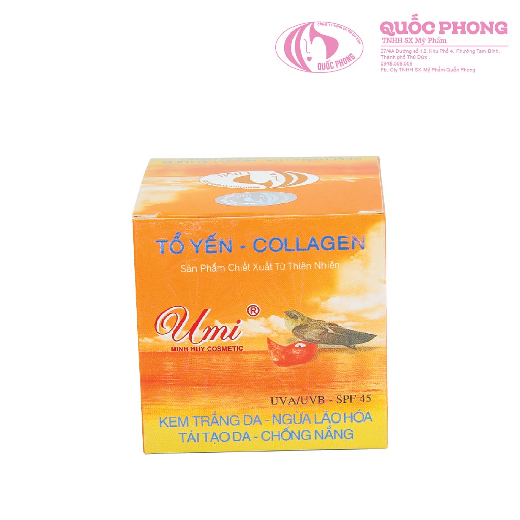 Kem TRẮNG DA - NGỪA LÃO HÓA - CHỐNG NẮNG - TÁI TẠO DA Tinh Chất TỔ YẾN BIO COLLAGEN Chính Hãng UMI ( Net.25Gr)