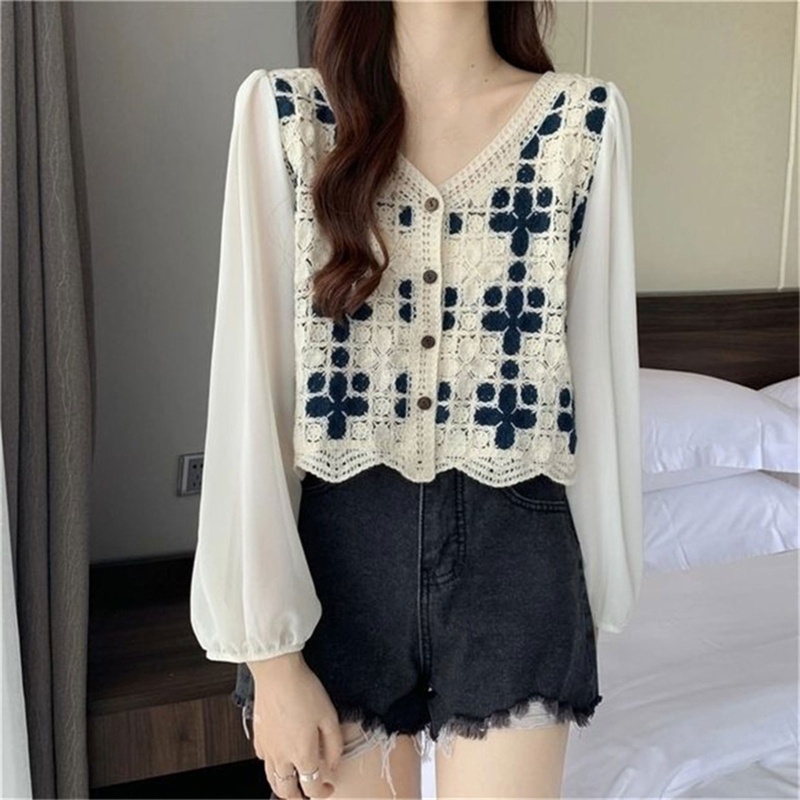 Áo Khoác Cardigan Vải Voan Phối Ren Hoa Thời Trang Mùa Hè Cho Nữ