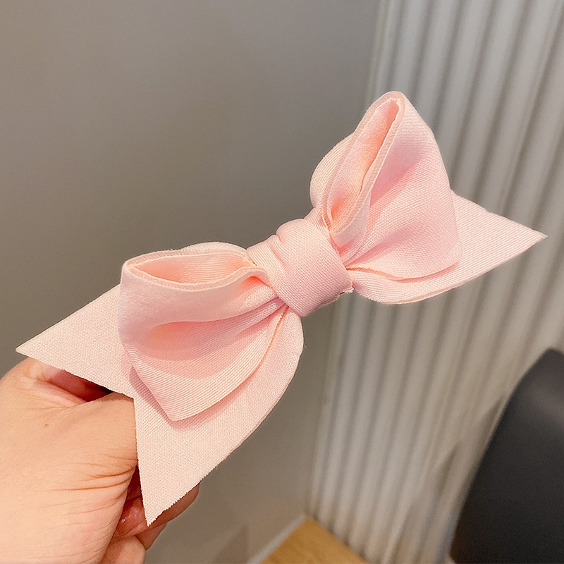 Kẹp tóc nơ Bằng vải màu trơn cho bé gái dễ thương đáng yêu phong cách Hàn Quốc