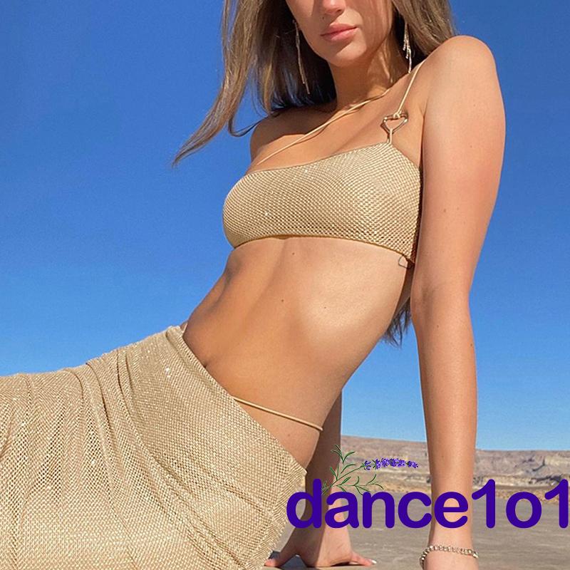 ✪MX❈Women Solid Color Sleeveless Tube Tops+Elastic Long Skirt