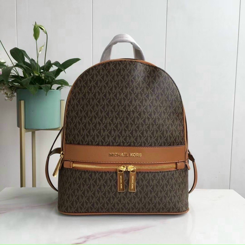 Balo MK Rhea zip dark brown