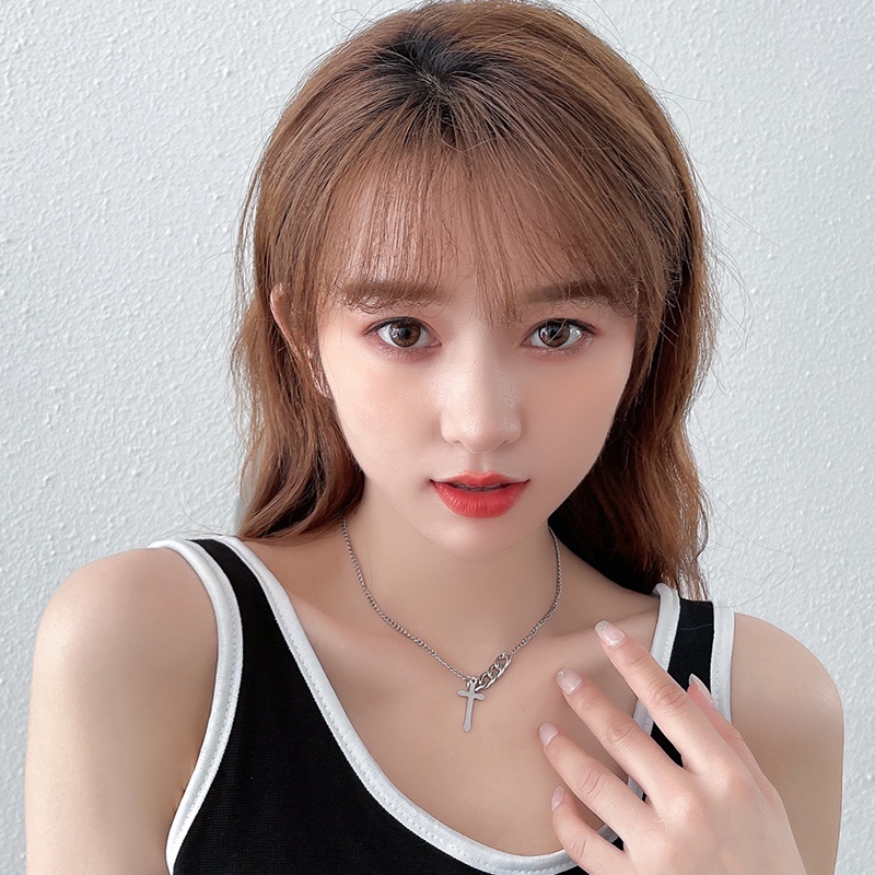 Vòng cổ sợi xích mặt thánh giá đơn giản phong cách hip hop cá tính