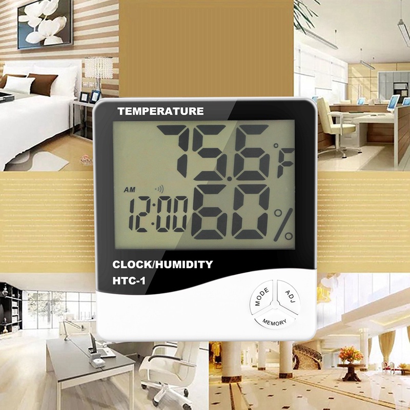 Đồng Hồ Báo Thức Đo Nhiệt Độ Độ Ẩm Màn Hình LCD Kỹ Thuật Số