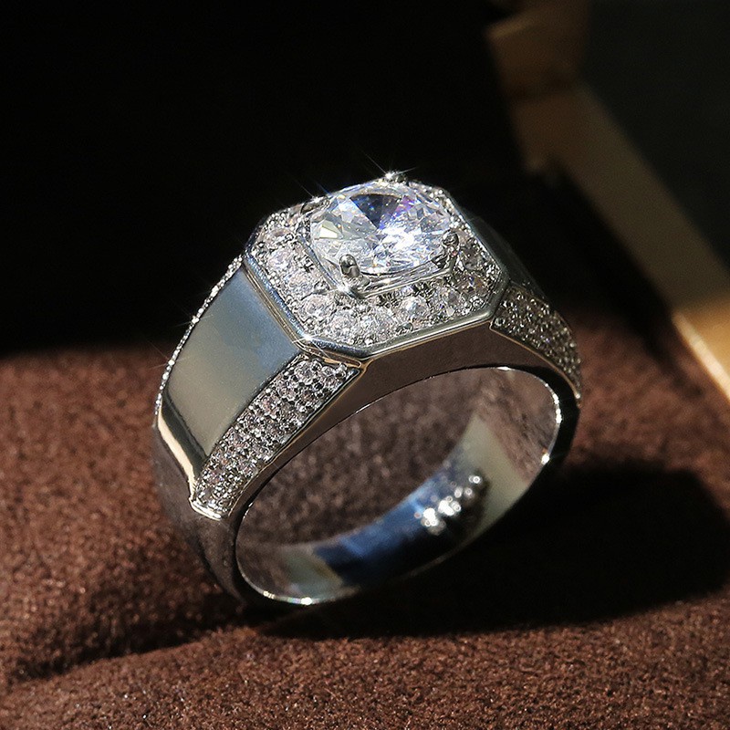 Nhẫn đính đá Sapphire trắng tự nhiên sang trọng cho nam