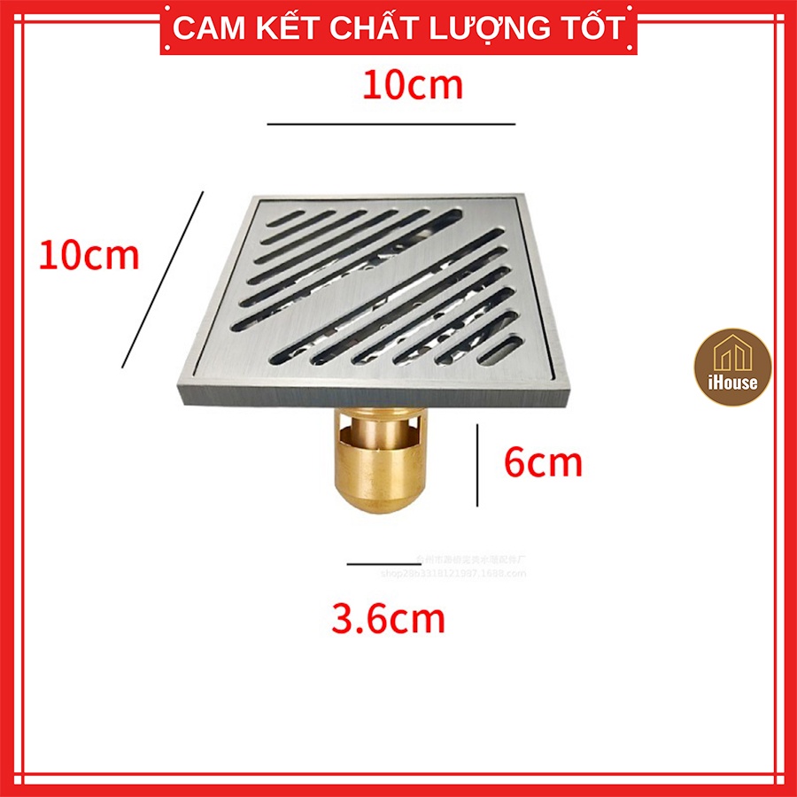 Nắp ga thoát sàn ngăn mùi nhà vệ sinh inox, phễu thoát sàn chống mùi hôi cống nhà tắm vệ sinh iHouse