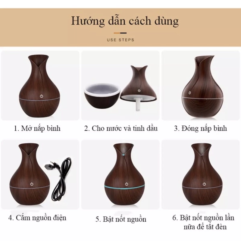 MÁY KHUẾCH TÁN TINH DẦU VÂN GỖ LỌ HOA