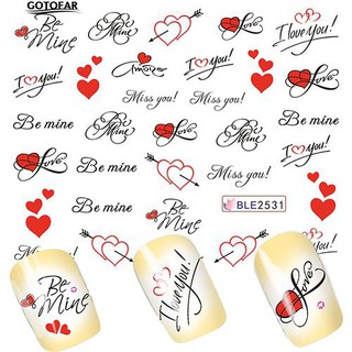 Nhãn dán móng tay hình trái tim tình yêu sành điệu
