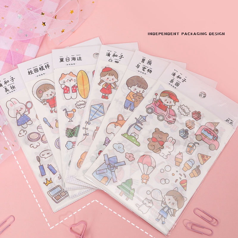 6 Style Set 4 Miếng Dán Trang Trí Hình Cô Gái Dễ Thương