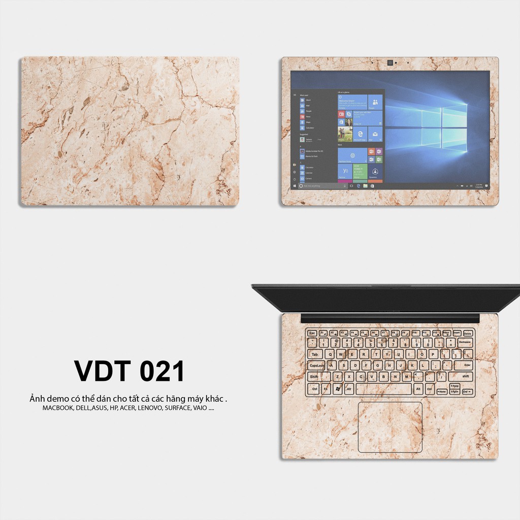 Bộ skin dán laptop mẫu Vân Đá / Có mẫu decal dán cho tất cả các hãng máy tính