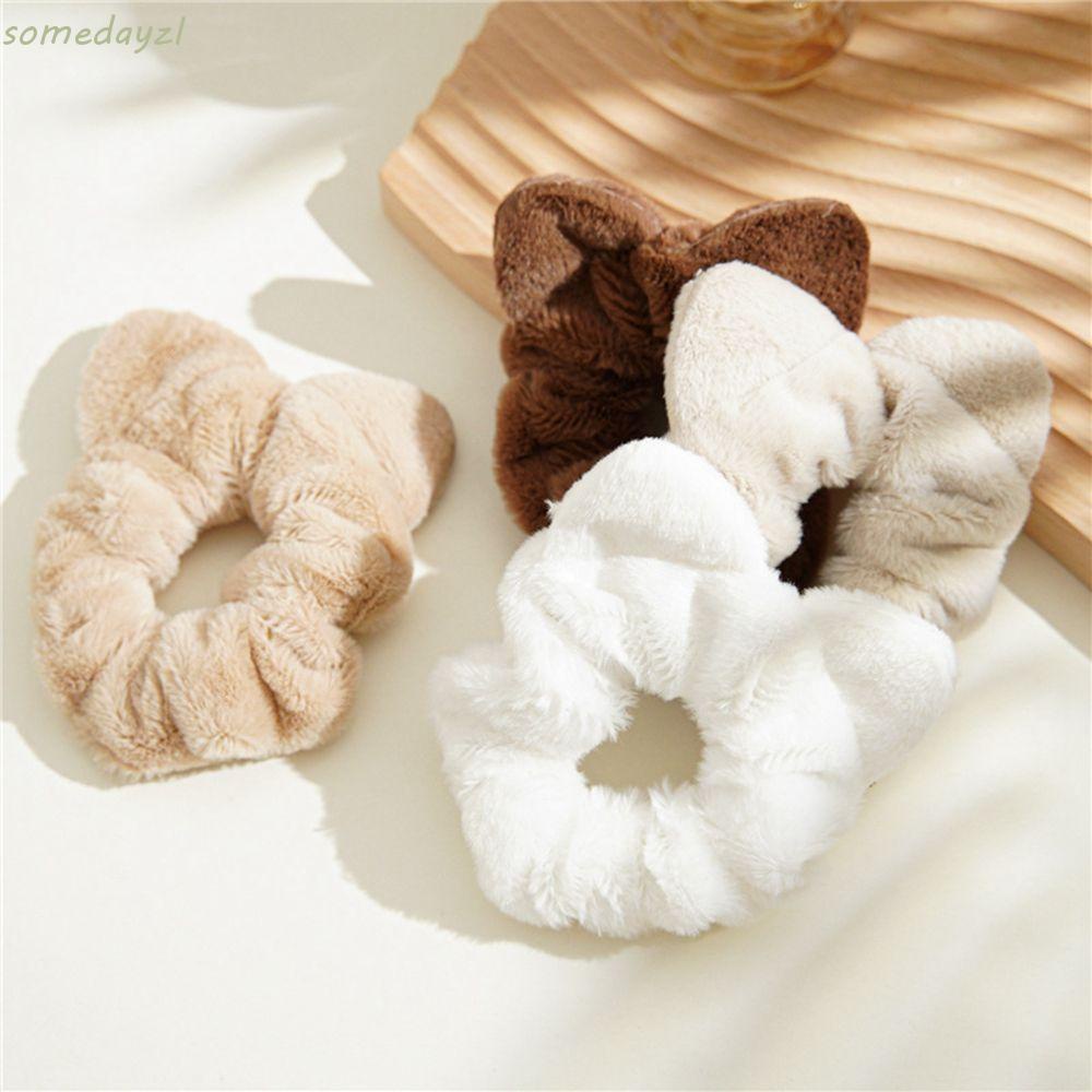 Dây buộc tóc cao su co giãn phối vải lông phong cách Hàn Quốc dễ thương cho nữ