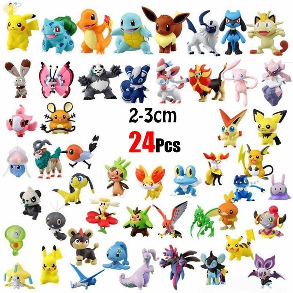 Bộ 24 Mô Hình Pokemon Kích Thước 2-3cm Bằng Nhựa ABS Dùng Để Trang Trí Bàn Làm Việc