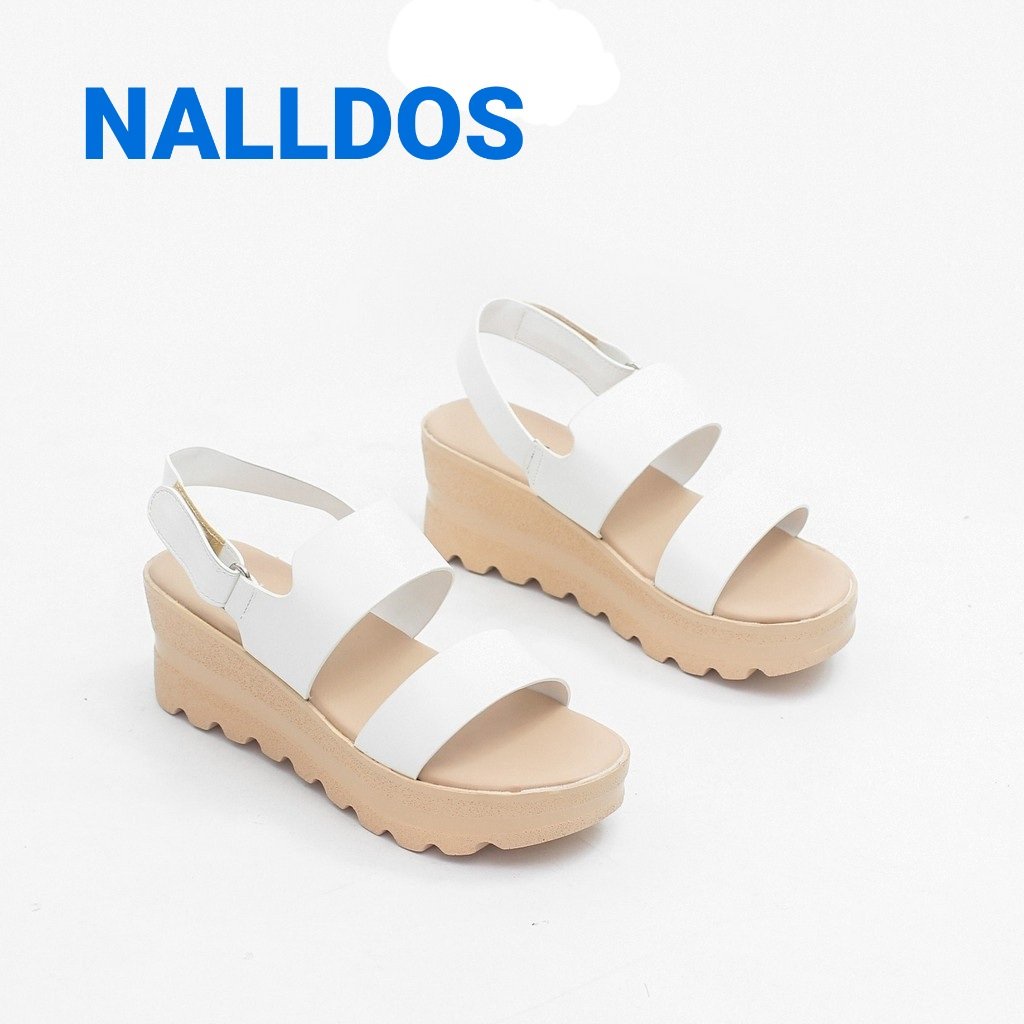 [Bền-Đẹp] Giày nữ NALLDOS Sandal đế xuồng 5cm nguyên khối siêu nhẹ chống trượt Quai ngang da Microfiber 4 màu thời trang