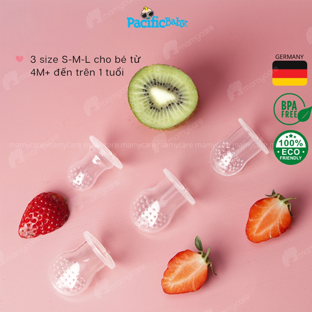 Túi nhai ăn dặm silicon Pacific Baby Germany, túi nhai hoa quả chống hóc an toàn tiện lợi cho bé - MAMYCARE