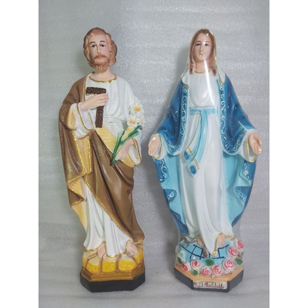Tượng công giáo -  Tượng Thánh Giuse và Đức Mẹ Ban Ơn cao 30cm
