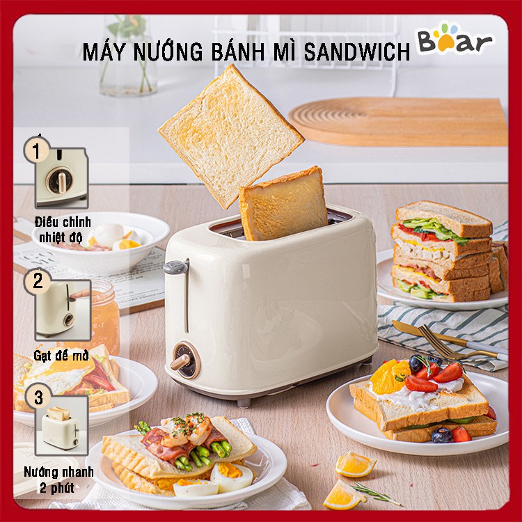 Máy Nướng Bánh Mì Sandwich Đa Năng Tiện Ích DSL-C02K8 Công suất 800W- Máy nướng bánh mì tự nảy 2 ngăn tiện ích