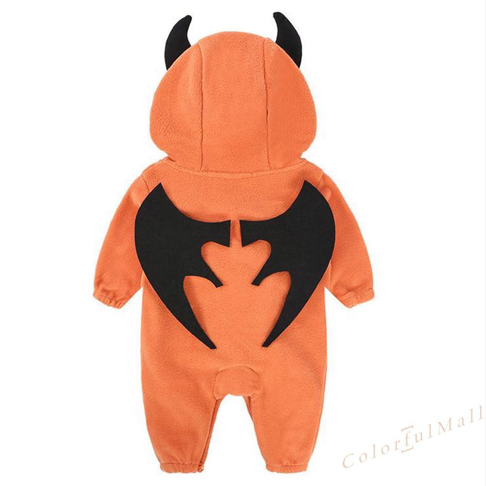 Jumpsuit hoạ tiết bí ngô phong cách Halloween cho bé