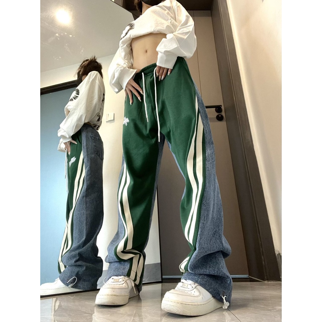 Quần Dài Denim Dáng Rộng Phong Cách Hip Hop Đường Phố Thời Trang Mùa Hè Cho Nữ