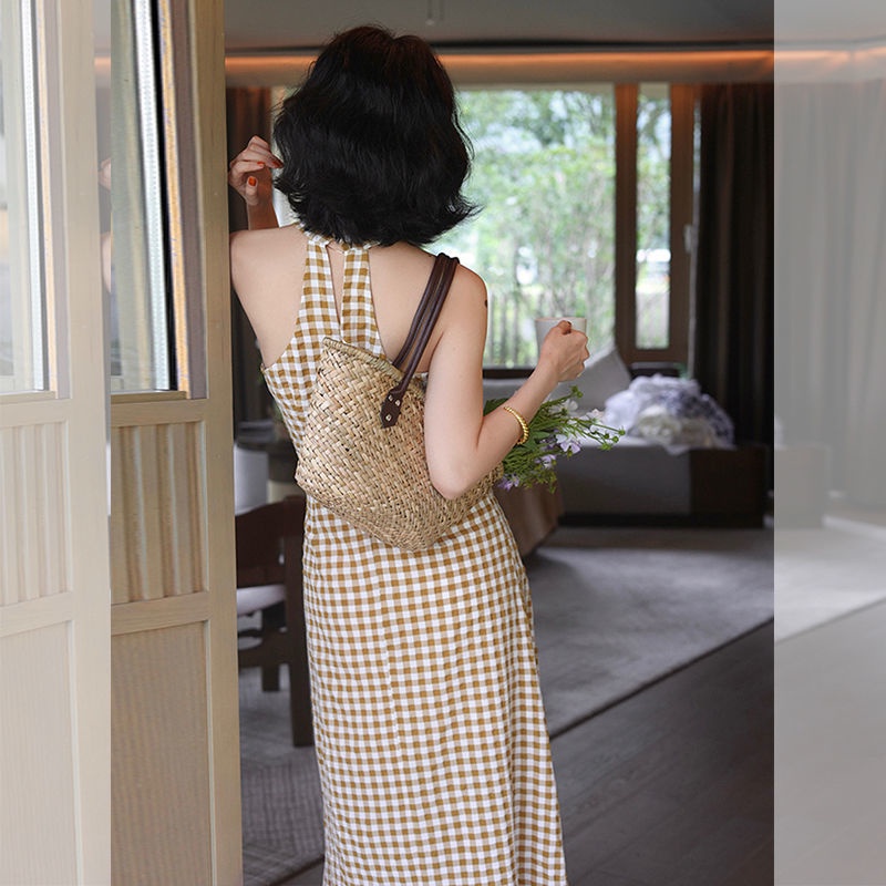 FXDAZI Đầm Hai Dây 22Ww F & X Dáng Ôm Eo Cao Thời Trang Xuân Thu Pháp Cổ Điển Sang Trọng Cho Nữ