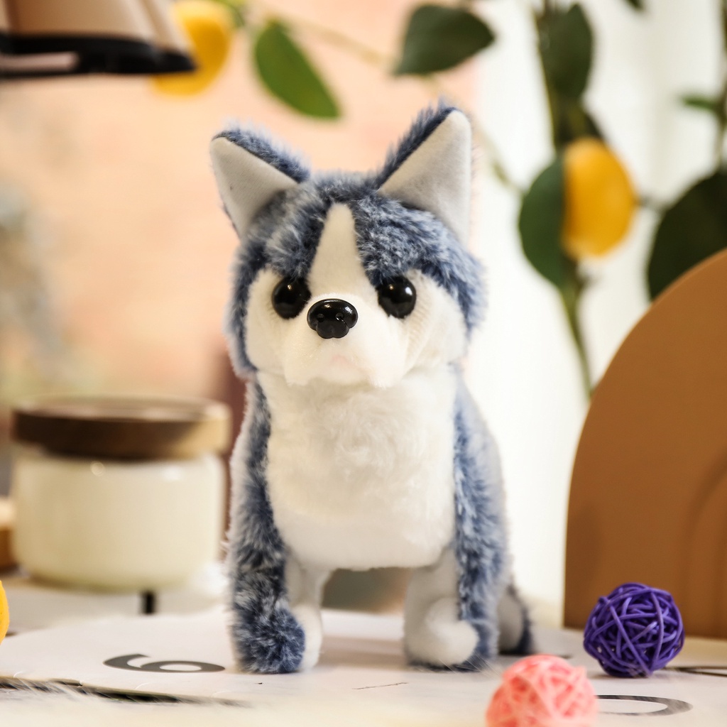 Thú nhồi bông, Chó bông biết đi biết sủa, Đồ chơi chó nhồi bông Husky cực xinh cho trẻ em