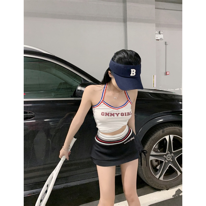 Cocory vn Bộ Áo Tank Top / Chân Váy Chữ A Lưng Thấp In Họa Tiết Thời Trang Quyến Rũ Cho Nữ