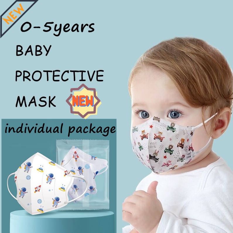 10pcs children mask for 0-5years old individual packaging baby special 3D mask with cartoon printed mouth and nose mask