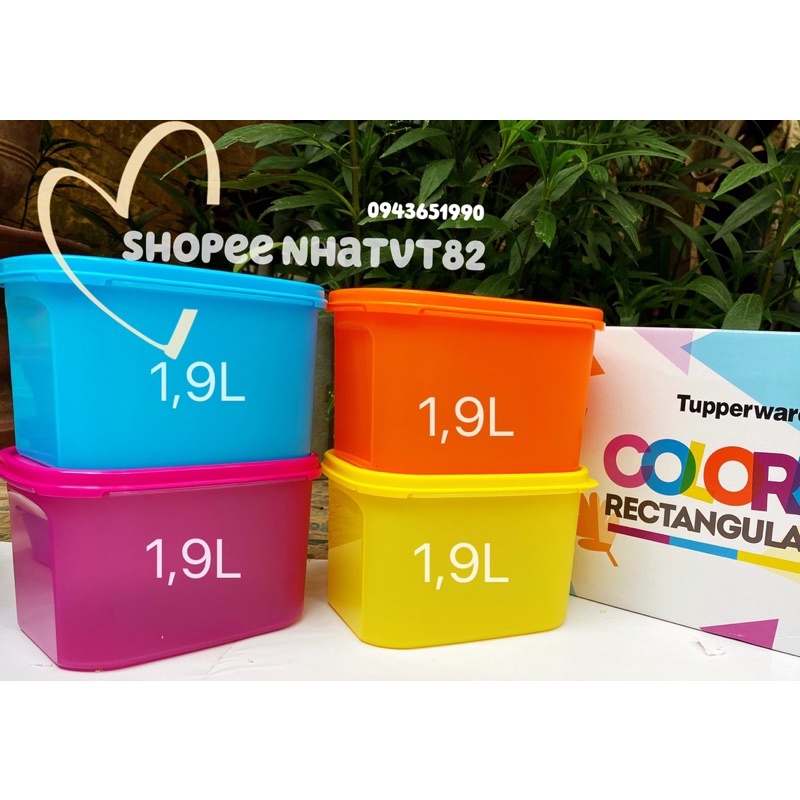 lẻ tupperware colorful rectangular set hộp bảo quản mát khô 250ml / 850ml / 1,9L