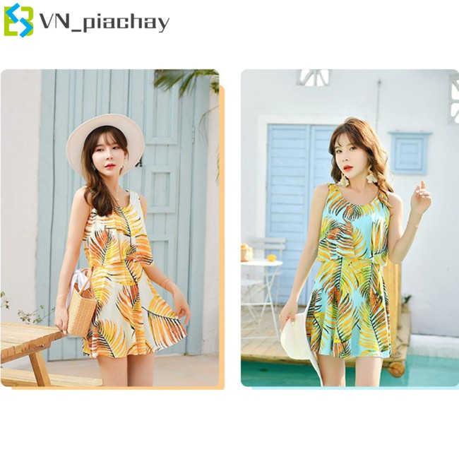 Đồ Bơi Một Mảnh Cổ Yếm In Họa Tiết Lá Kiểu Retro Gợi Cảm Cho Nữ | BigBuy360 - bigbuy360.vn