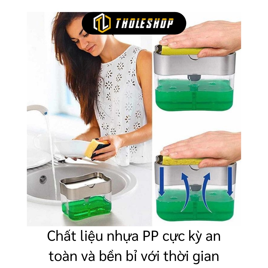Hộp Đựng Nước Rửa Chén - Hộp Đựng Xà Phòng Rửa Chén Tạo Bọt Có Ngăn Để Giẻ Lau 9344