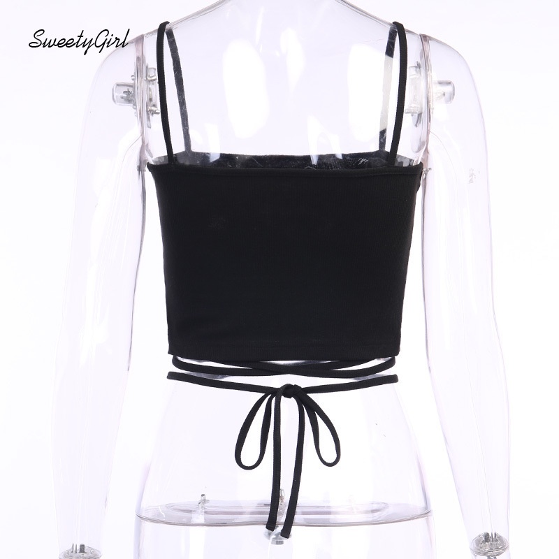 Áo Hai Dây Dáng Ôm Hở Lưng Thêu Hoa Phong Cách Gothic Quyến Rũ Dành Cho Nữ