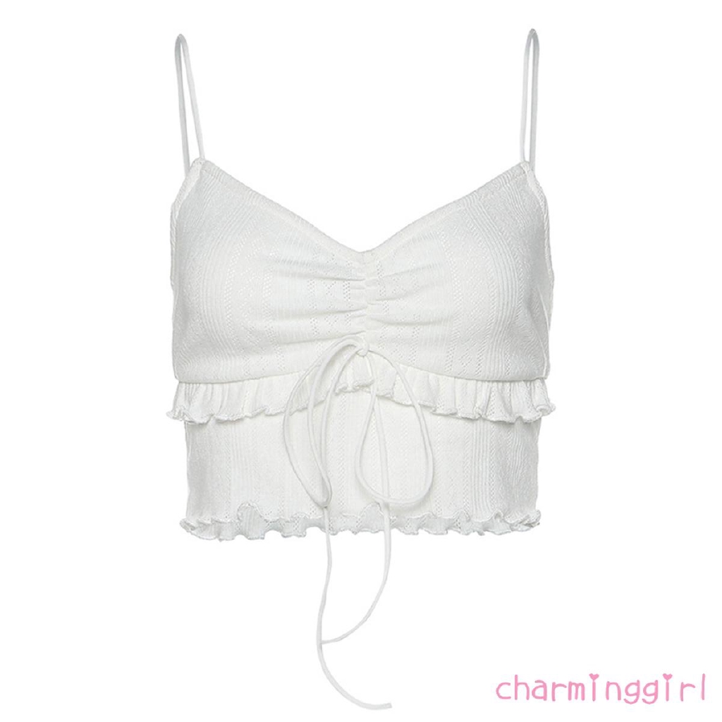 Áo yếm cổ chữ V màu trơn thời trang mùa hè quyến rũ cho nữ