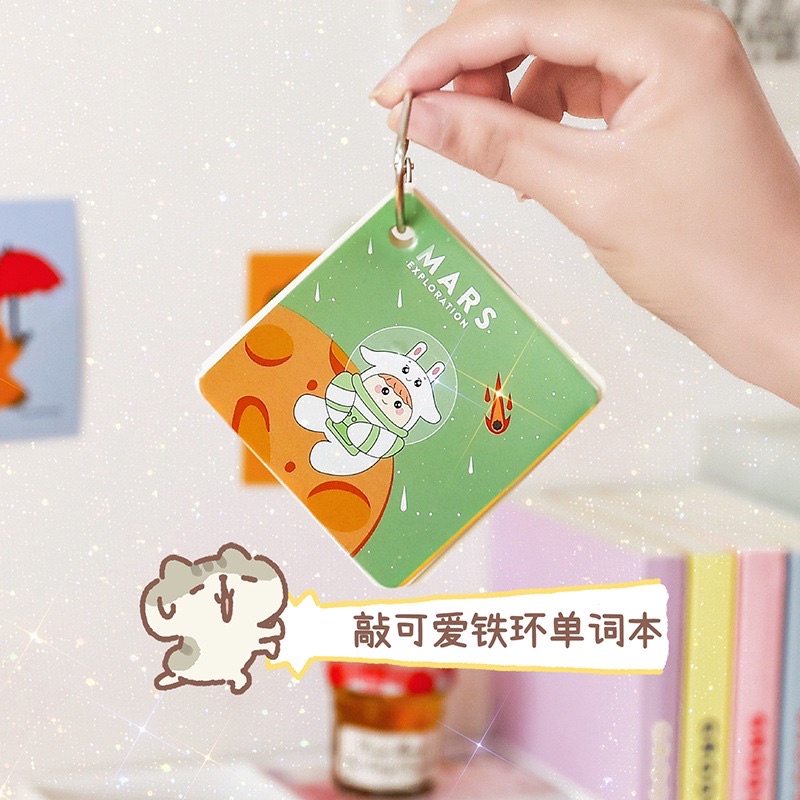 Set 80 thẻ flashcards viết ghi chú, từ vựng tiếng Anh, Trung, Nhật, Hàn hoạt hình dễ thương