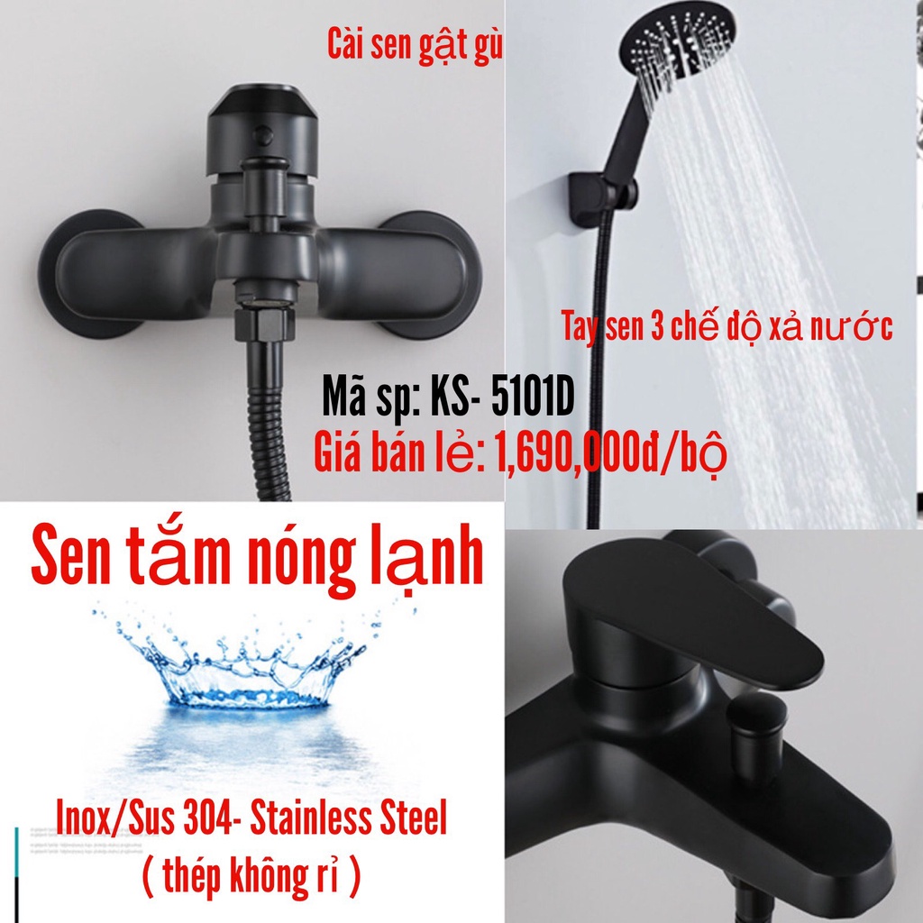 Bộ Sen Tắm Nóng Lạnh Màu Đen,Củ Sen Tắm Nóng Lạnh Sơn Tĩnh Điện Màu Đen Linax