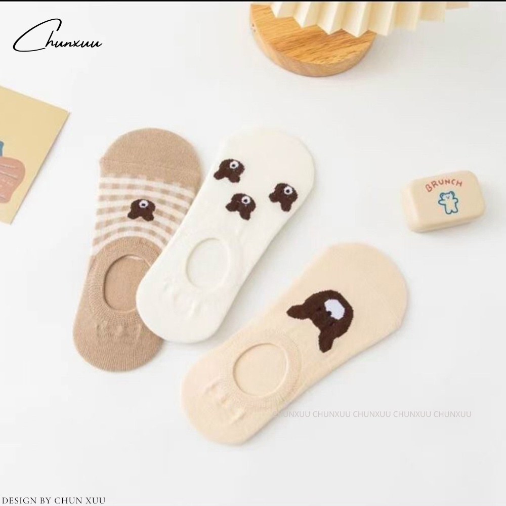 Tất cổ ngắn nữ đi giày, hài, họa tiết gấu nâu đáng yêu ChunXuu T07