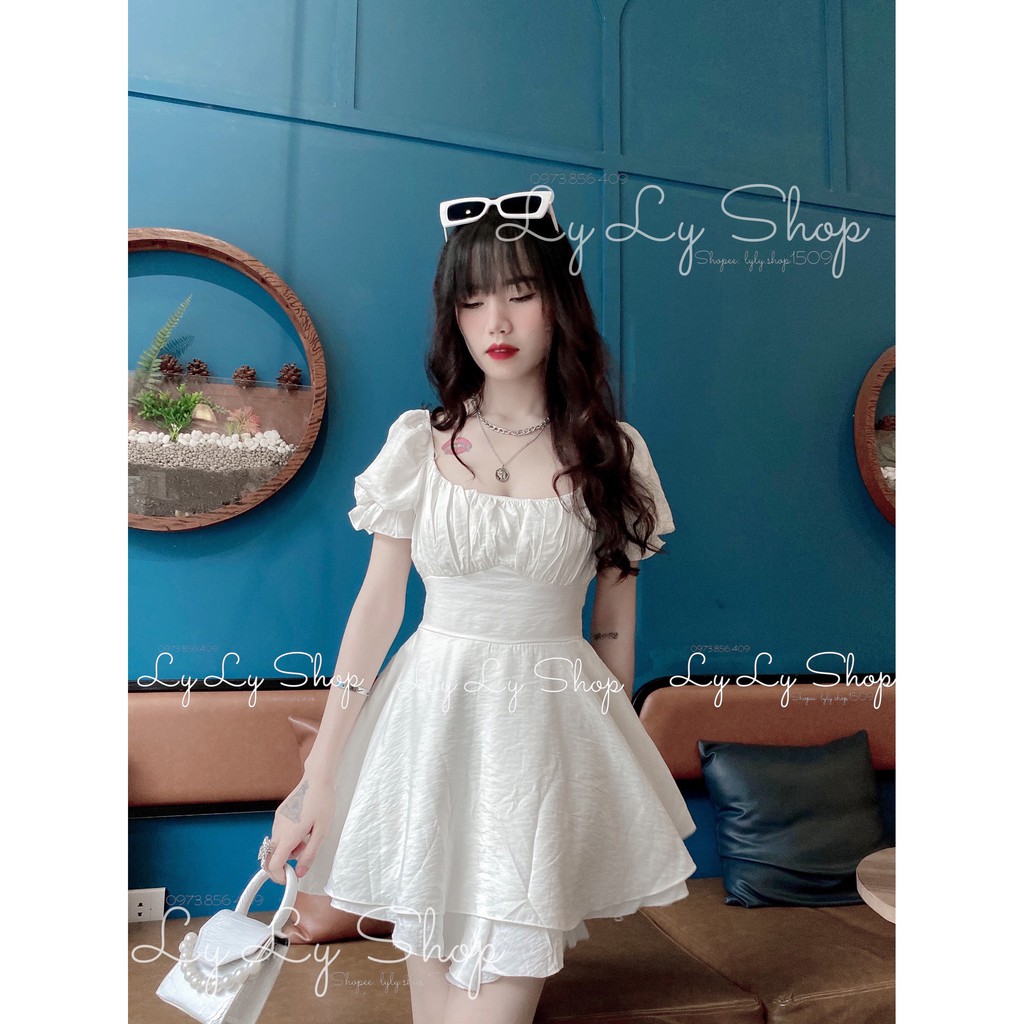 Jump xếp ly ngực thắt nơ 2 màu trắng/ đen