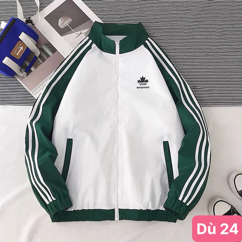 Áo khoác dù nam màu trắng đen 3 sọc chất liệu dù gió 2 lớp cao cấp dáng form bóng chày bomber đẹp HDO10 Nhiều mẫu mới