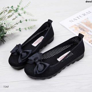 Giày búp bê vải phối lưới đế bằng thời trang xuân hè cho nữ