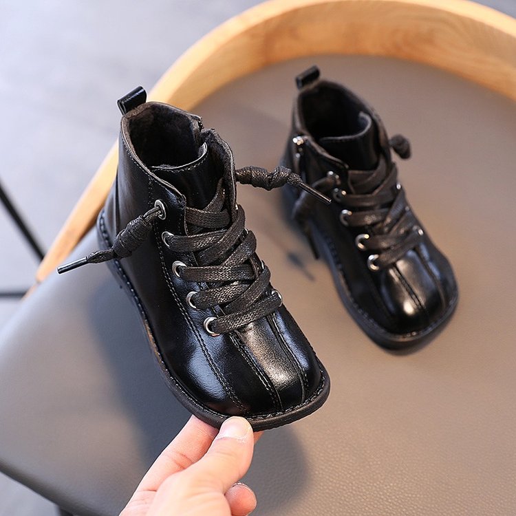 Giày bốt bằng da giữ ấm mềm mại và thoải mái thời trang dành cho trẻ em