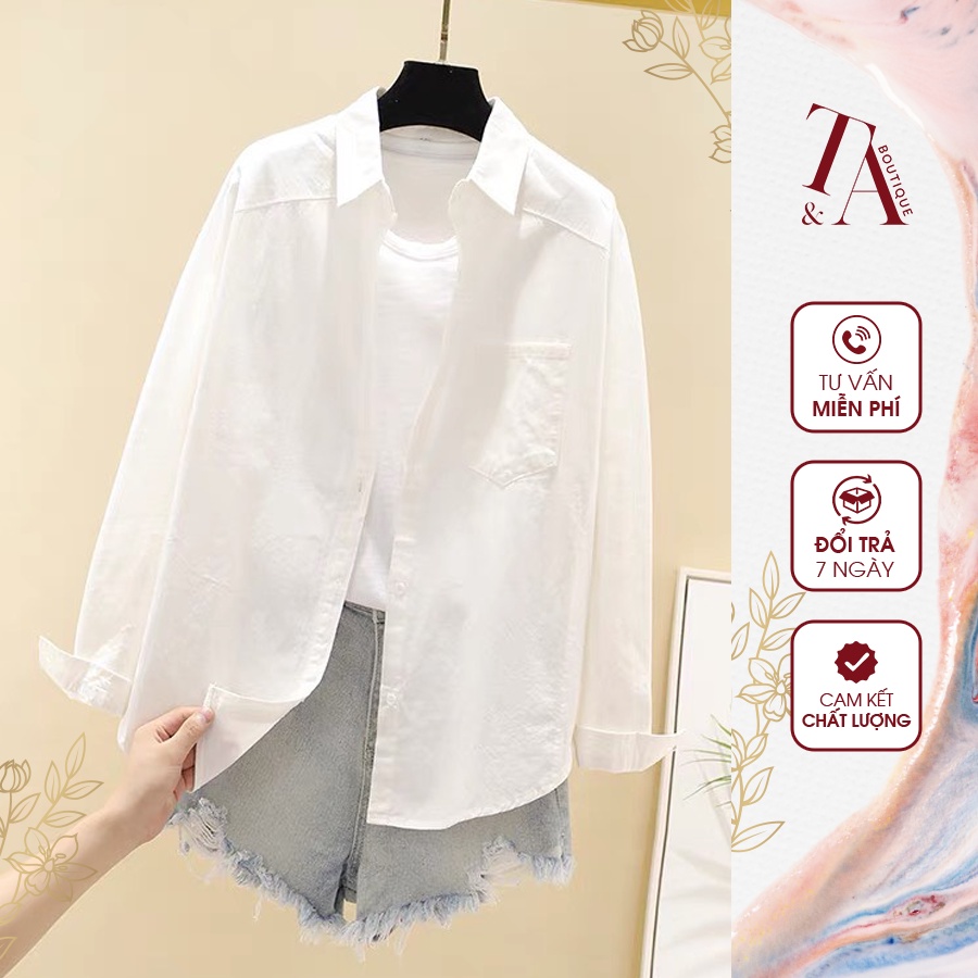Áo Sơ Mi Nữ CHIDU Màu Trắng Chất Liệu Vải Thô Mềm Mịn - TA004-1