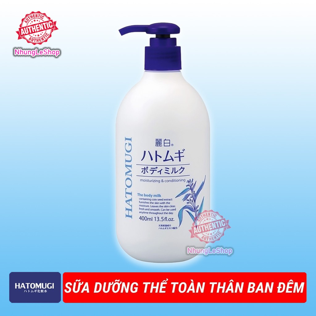 Sữa Dưỡng Thể Trắng Da Ban Đêm Hatomugi The Body Milk 400ml Nhật Bản