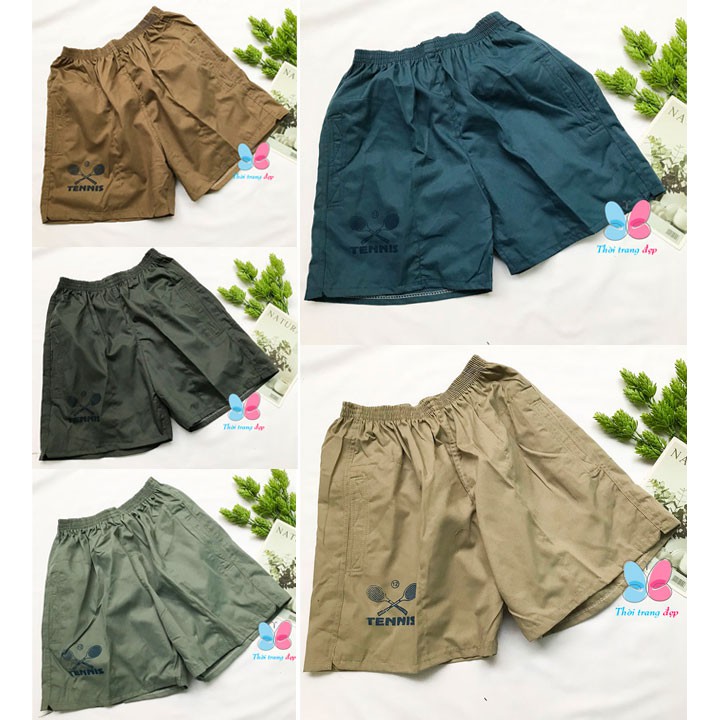 Quần đùi nam từ 48kg - 65kg - ĐÁY THẲNG - vải kate dày mềm - Quần short nam in cây vợt - VOTTHANG