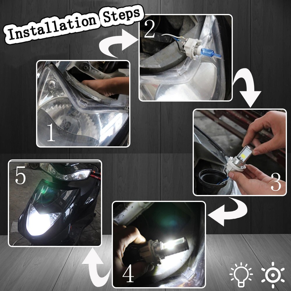 1 Đèn Pha LED H4 BA20D H6 P15D COB 12V 12W 900LM Cho Xe Máy