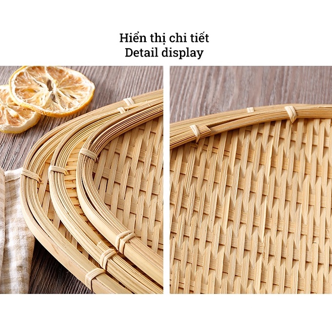 Mẹt mây tre đan đa năng BAMBOOO ECO khay trang trí decor thân thiện môi trường