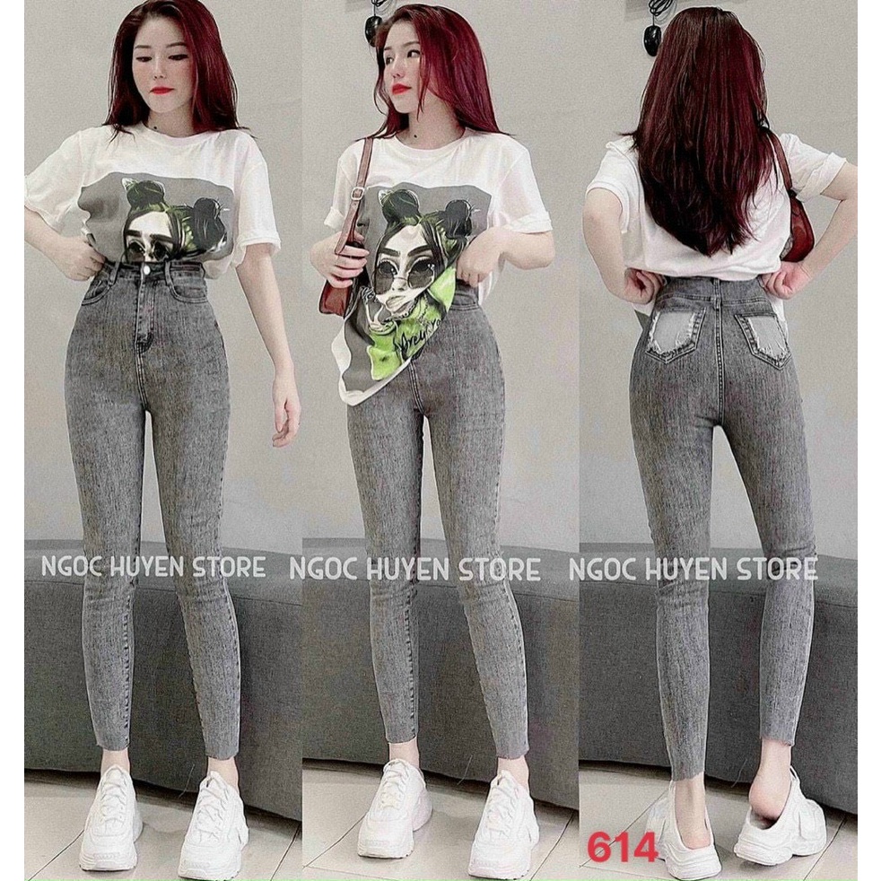 quần jean nữ lưng cao thời trang cao cấp - Quần bò nữ cạp cao chất jeans co giãn MURADFASHION MS102