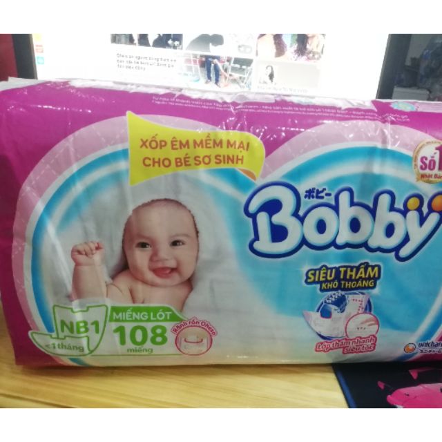 (TẶNG 9 MIẾNG) MIẾNG LÓT BOBBY NEWBORN 1 - 108 MIẾNG-(DƯỚI 1 THÁNG TUỔI)