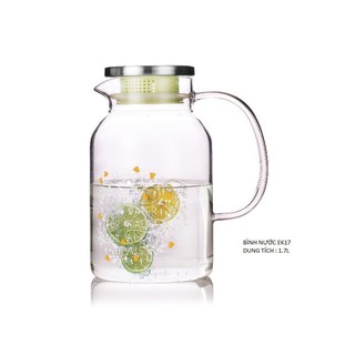 Bình nước hoa văn,bình thủy tinh LILAC , bình đựng nước uống 1,7L mã EK17