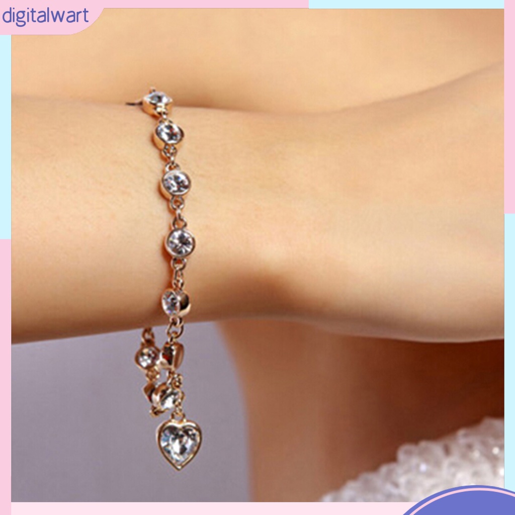 Vòng Đeo Tay Đính Đá Hình Trái Tim Xinh Xắn Dành Cho Nữ