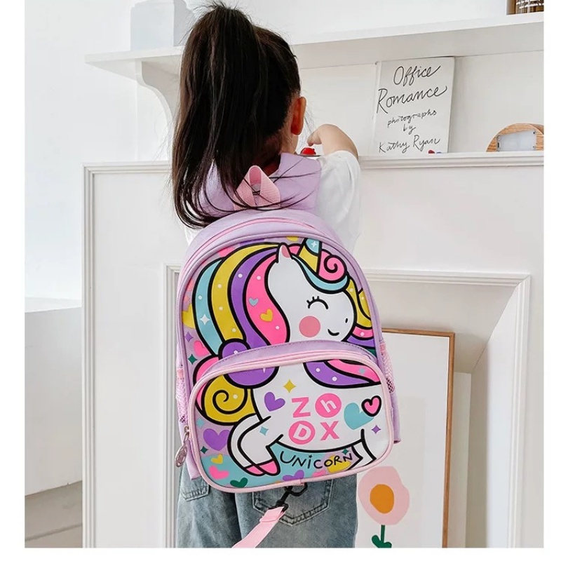 Balo trẻ em, ba lô Unicorn cho bé đi học mẫu giáo mầm non chất liệu cao cấp Xu Xu Kids